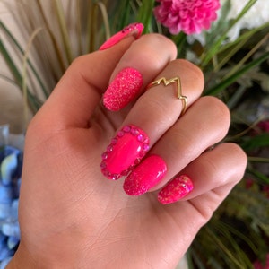 Luxury press on nails pink sexy sparkly unique statement nails