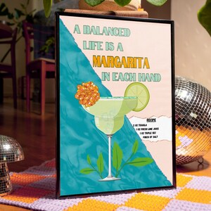 Margarita Print, Restaurant Cocktail Poster, Margarita Cocktail Decor, Home Bar Wall Art, Bar Wall Decor, Bar Wall Art, Cocktail Drink Print