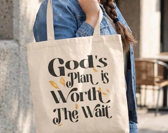 Christian Tote Bag | God's Plan Bible Verse | Church Bag Gift For Her