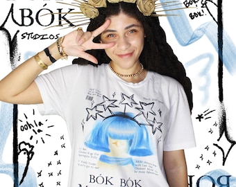 Chicken Magazine Cover T-Shirt, y2k clothing, Aesthetic Streetwear, Harajuku Style Shirt, Cyber y2k Shirt, Star T-shirt, Cyber Streetwear