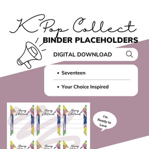 Digital Download | Seventeen Your Choice Inspired KPop Collect Binder Placeholders Fillers