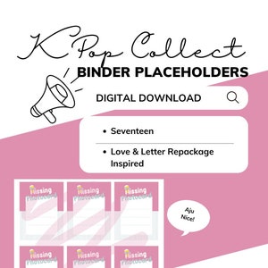 Descarga digital / Diecisiete amor y carta Repcakage inspirado KPop Recoger rellenos de marcadores de posición de carpeta