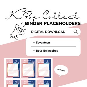 Digital Download | Seventeen Boys Be Inspired KPop Collect Binder Placeholders Fillers