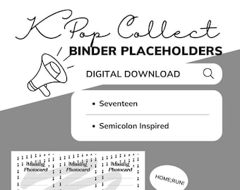 Digital Download | Seventeen Semicolon Inspired KPop Collect Binder Placeholders Fillers