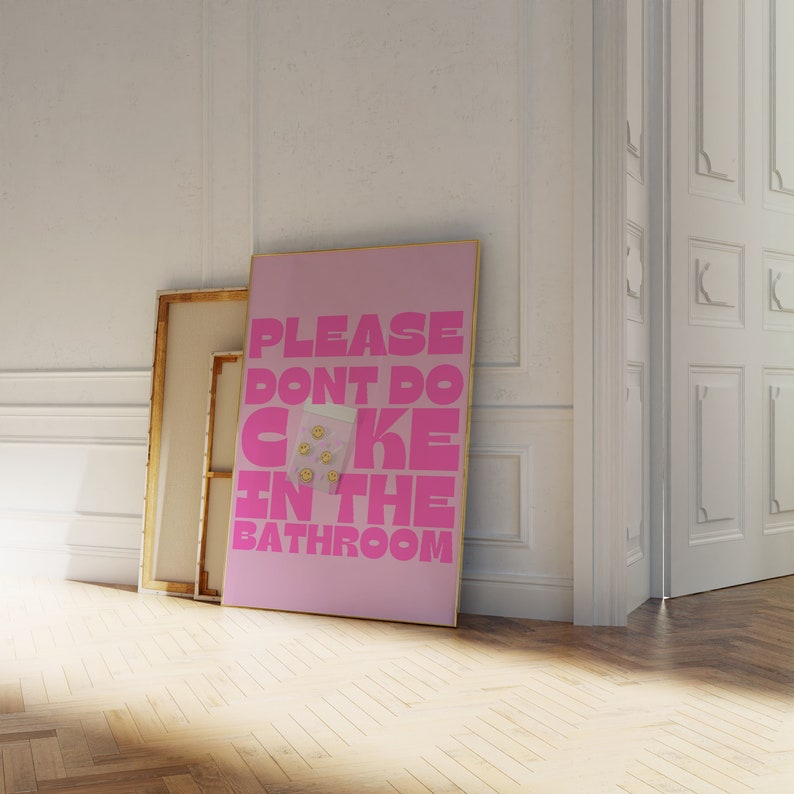 Please Dont Do Coke in the Bathroom Pink Preppy Bathroom Wall Art,girl ...