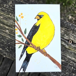 American Goldfinch 4x6 Watercolor Painting — Hand-Painted Bird Art
