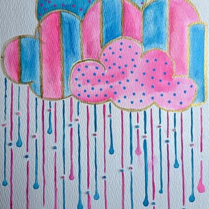 Transgender Pride 9x12 Cloud Art — Whimsical Watercolor Painting