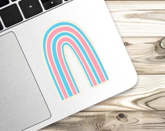 Trans Pride Rainbow Sticker — Waterproof Matte Vinyl Decal