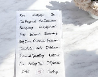 Cash Envelope Category Stickers