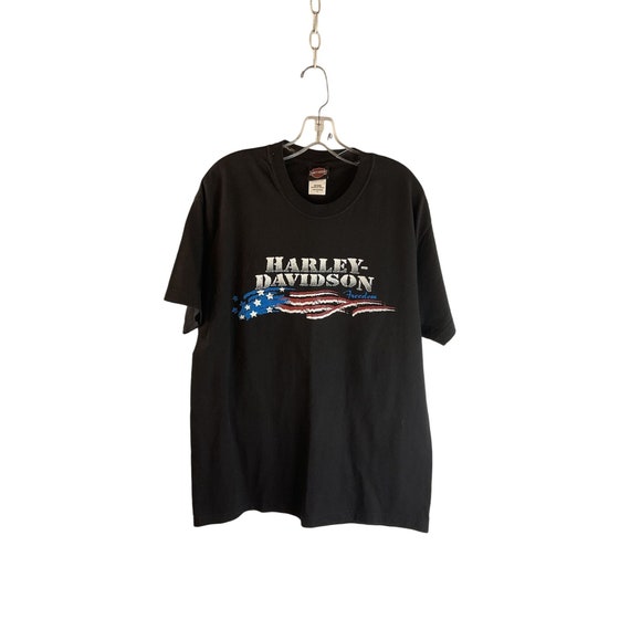 Vintage 1998 Harley Davidson Freedom Flag T-Shirt… - image 1