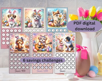 A6 Easter puppy savings trackers for all budgets