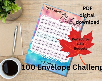 100 Envelope in increments of 5 / Perfect for CAD and GBP / A5 Savings Challenge