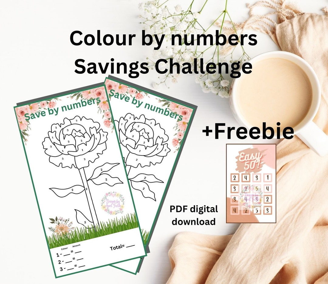 Color by Numbers Savings Challenge. Fits A6 Budget Binder / A6 Envelope ...
