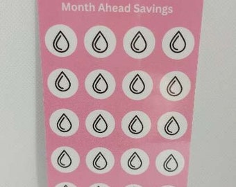 Month ahead / Water and Septic Savings / Laminated A6 Savings Challenge