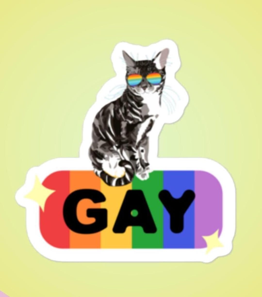 Gay Pride Sticker | Rainbow Cat Decal, Cat Lover Gift - Etsy