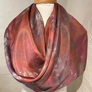 Bronze Red & Graphite Plum Silk Scarf, hand dyed, one of a kind, artisan crafted, multi-color