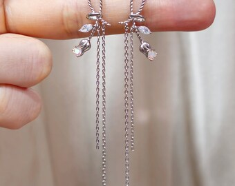 crystal ribbon chain earrings – tanakadaisuke