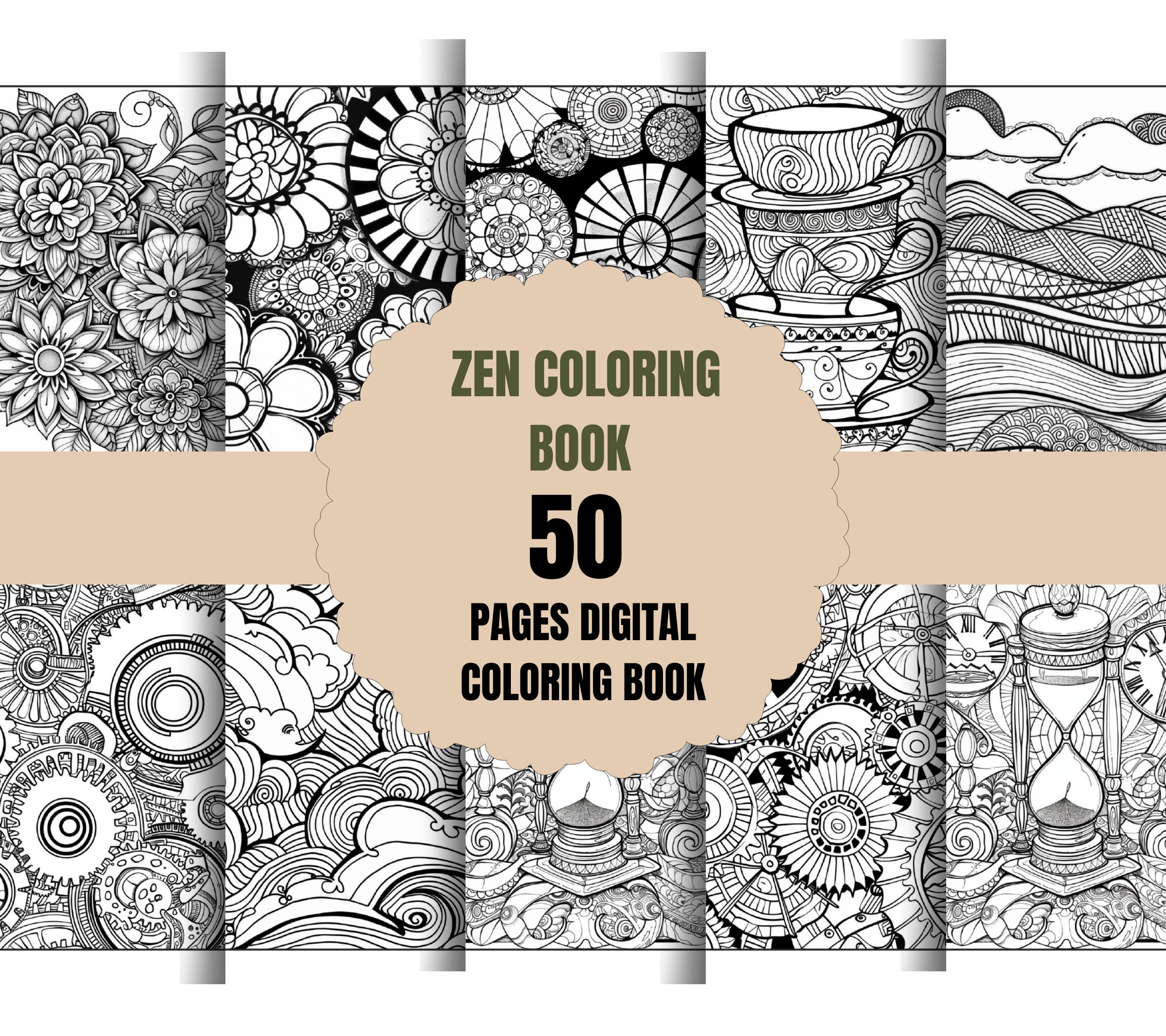 50 Page Zen Coloring Book Printable Zen Pattern Coloring Pages ...