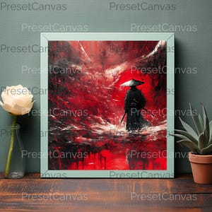 Samurai Wall Art, AI Art Print & Digital Download, Modern Printable Warrior Decor, Japanese Samurai Poster