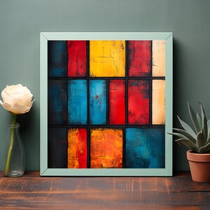 Vibrant Colors Abstract Canvas Art, Textured Rectangular Panels Wall Decor, Perfect for Living Room Gift