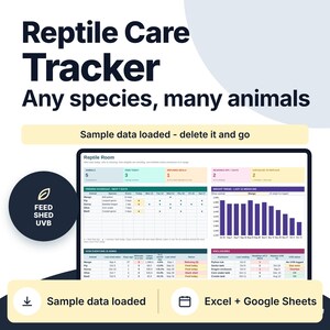 Reptile Care Log Spreadsheet Google Sheets Excel Snake Gecko Feeding Schedule Weight Shed Log Enclosure Humidity UVB Bulb Tracker
