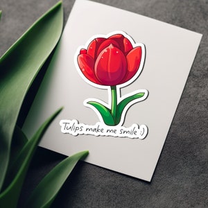 Adesivo "I tulipani mi fanno sorridere :) (rosso)" fiore, primavera, idea regalo, adesivo, utilizzabile come laptop, adesivo per auto e molto altro!
