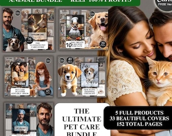Editable Pets and Animals Care Bundle | Master Resell Rights & Private Label Rights | Ebook, Checklists, Planners, Recipe eBook