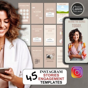 45 Instagram Stories Engagement Vorlagen mit Master Resell Right | Done-for-you Social Media Vorlagen | Canva Template PLR MRR DFY