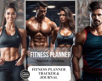Fitness Planner e Tracker con Master Resell Rights / Modello Canva per Fitness Planner Bundle Stampabile MRR PLR Sports Planer Digitale