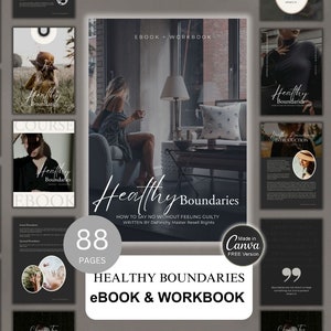 Healthy Boundaries ebook + Workbook + Canva Template with MRR