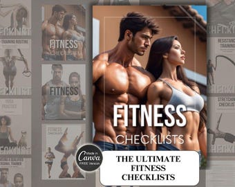 14 Ultimative Fitness Checklisten Ebook with Master Resellig | Checklisten Übung Canva Template MRR PLR Done-For-You DFY Ebook