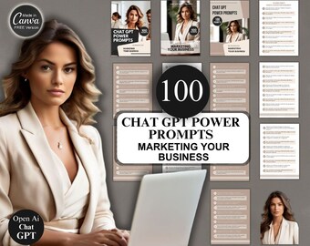 Chat GPT Business Marketing Prompts X 100 + Canva Template + MRR