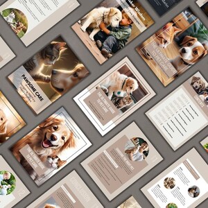 May include: A guide to pet care with a beige cover and a photo of a dog and cat on the front. The title of the guide is "The Ultimate Guide to Pet Care".