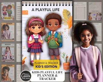 Kids Playful Life Tracker en plannerdagboek | Kindertracker-dagboek met MRR | Planner-tracker en dagboek voor kinderen PLR Done-For-You DFY