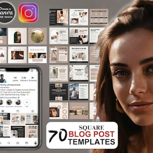 70 Blog-Posts-Vorlagen mit Master-Verkaufsrechten | Done-for-you Social Media Vorlagen | Canva Facebook Blogger Template PLR MRR DFY