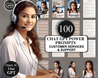 100 Chat GPT Customer Service & Support Prompts + Canva Template + MRR
