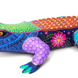Alebrije Crocodile hand carved and hand painted sculpture with artist signature from Oaxaca, MX item CDJ30003 image 1
