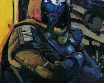 Cayde-6 'Hey Kiddo' Oil Painting: Destiny 2 Gamer Art on Birch