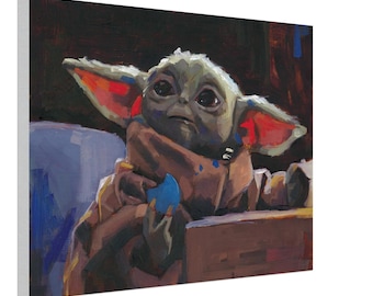 Grogu "Cookie Time" Canvas Art – Gaming Room Decor