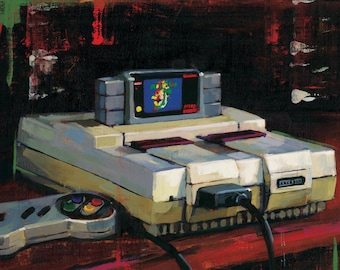 Super Mario World SNES Oil Painting on Birch (11x14)