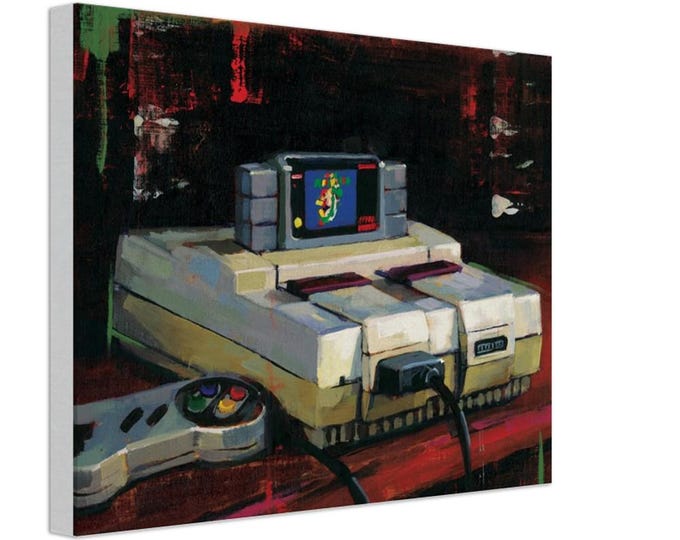 Featured listing image: Super Mario World SNES Canvas – Retro Gaming Art Print