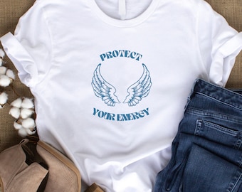 Angel T-shirt met engelenvleugels, spiritueel T-shirt met engelenvleugels, energie-T-shirt voor spirituele mensen