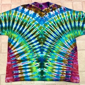 T-shirt Vintage Hanes Beefy-T Tie Dye (années 90) - Vert/bleu - Taille L - Occasion Très Bon état