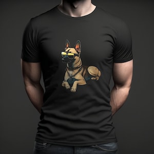 Belgian Malinois wearing sunglasses Shirt, Belgian Malinois Lover Gift, Owner of Belgian Malinois, Working dog Short Sleeve Tee