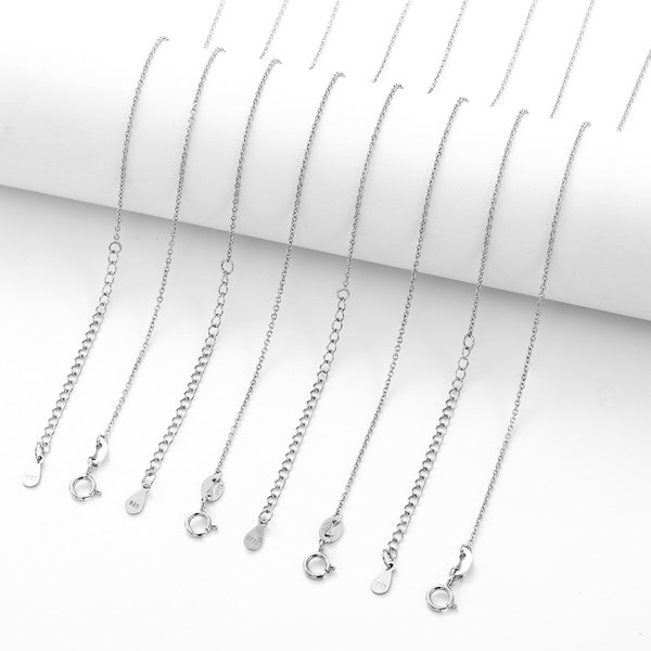 Sterling Silver Cable Chain Necklace | 925 Sterling Silver Chain | Layering Necklace for Pendants | For Women and Men | Unisex Cable Chain