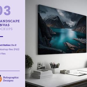 2 Professionelle Landschafts-Leinwand 2x3 Mockups 03 - Realistische Vorlagen für die Darstellung von Kunstwerken - Künstler, Designer, Fotografen - PSD / JPG