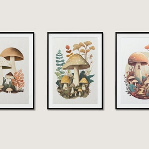 Aesthetic Mushroom Cottagecore Goblincore Botanical Print Set of 3 (Check description for clothing options!)