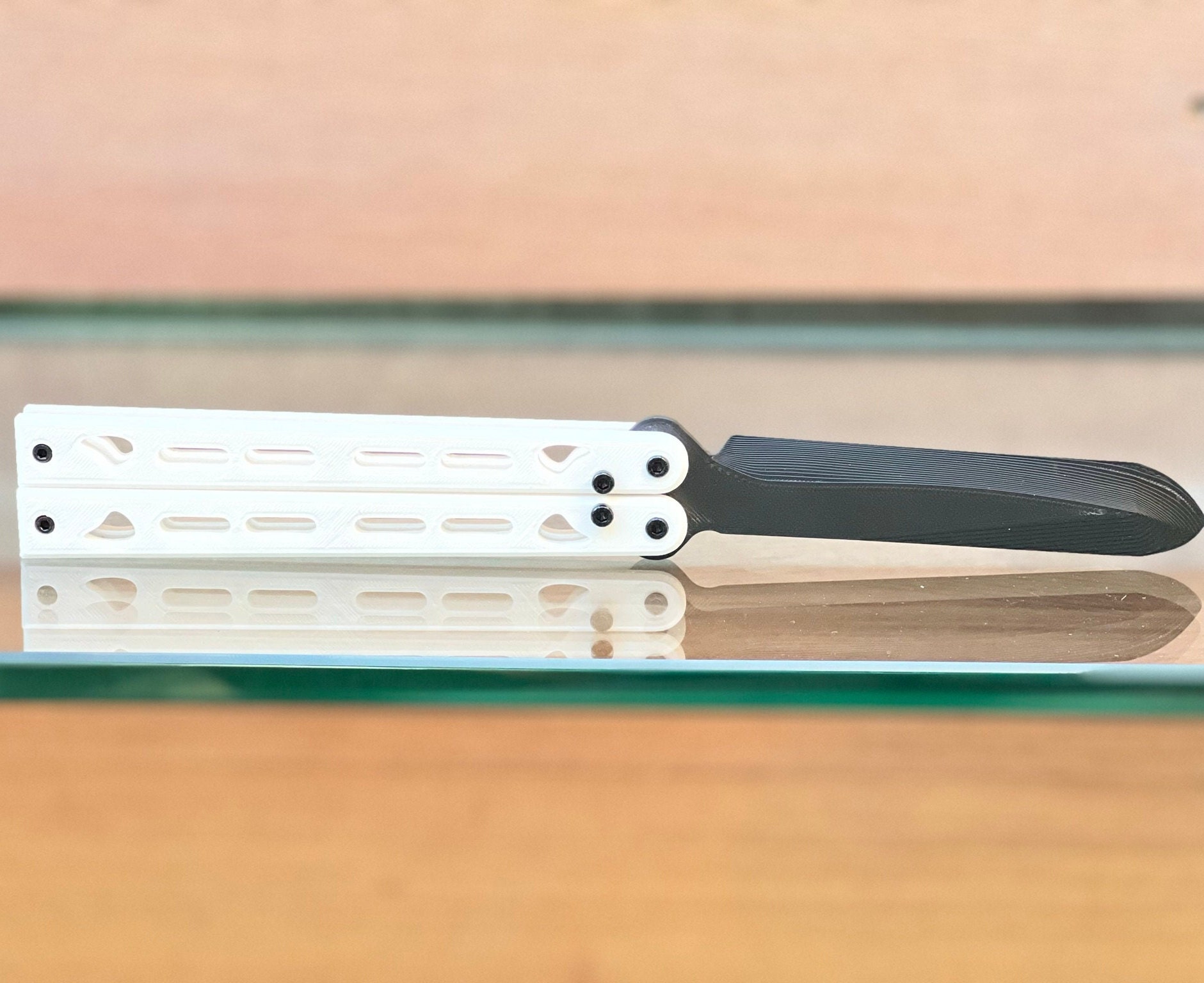 Ball Bearing 3D Printed Balisong Trainer dull and Completely Safe for