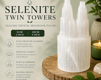 Selenite Twin Towers Crystal Mountain Pillar | Healing Crystal Tower | Natural Selenite | Meditation Decor | Crystal Gift