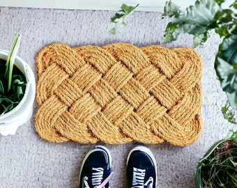 Handmade Natural Rope Coir Doormat | 100% Coconut Coir Floor Mat Hand-Woven | Non slip Rug for Indoor/Outdoor Use 45 X 75 cm | Gift Mats